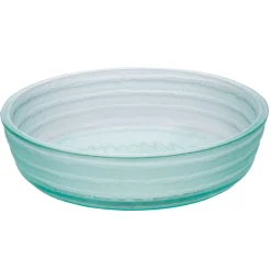 Eden Bath Clear Round Flat Bottom Embossed Glass Vessel Sink