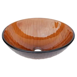 Eden Bath Cola Brown Wood Vein Glass Vessel Sink