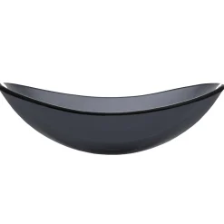 Eden Bath Dark Gray Canoe Glass Vessel Sink