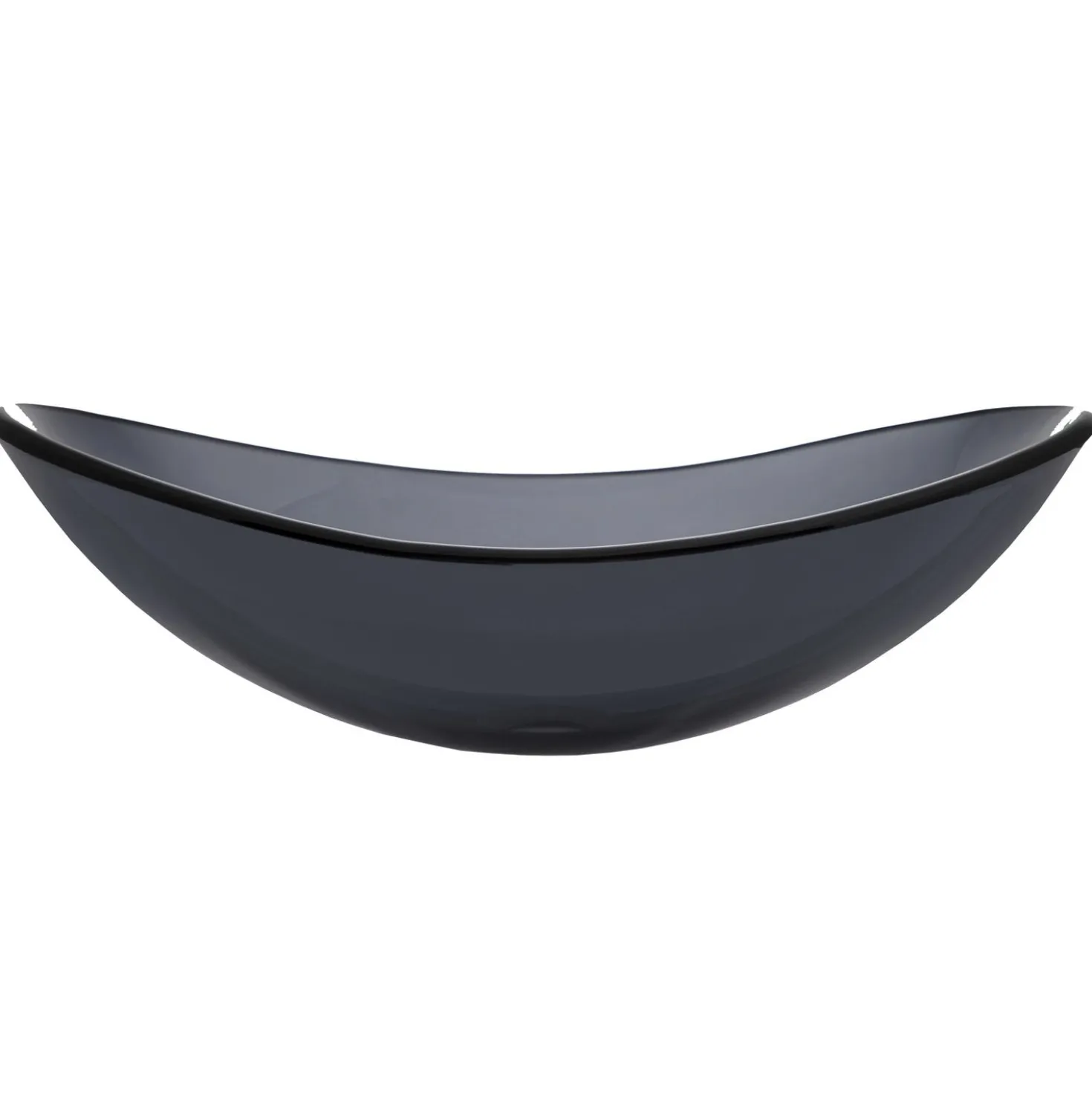 Eden Bath Dark Gray Canoe Glass Vessel Sink