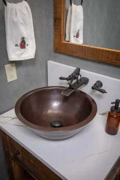Eden Bath Double Wall Copper Sink With Hammered Exterior - Antique Dark