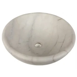 Eden Bath Echo Bowl Shaped Vessel Sink - Honed White Marble