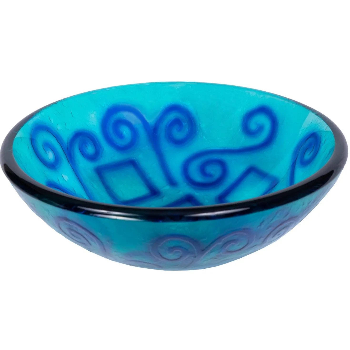 Eden Bath Green And Blue Swirls Glass Vessel Sink