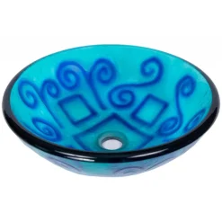 Eden Bath Green And Blue Swirls Glass Vessel Sink