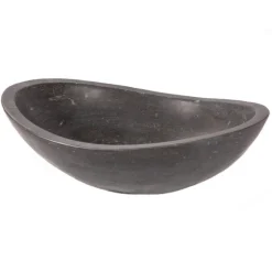 Eden Bath Honed Black Limestone Canoe Sink