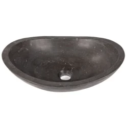Eden Bath Honed Black Limestone Canoe Sink