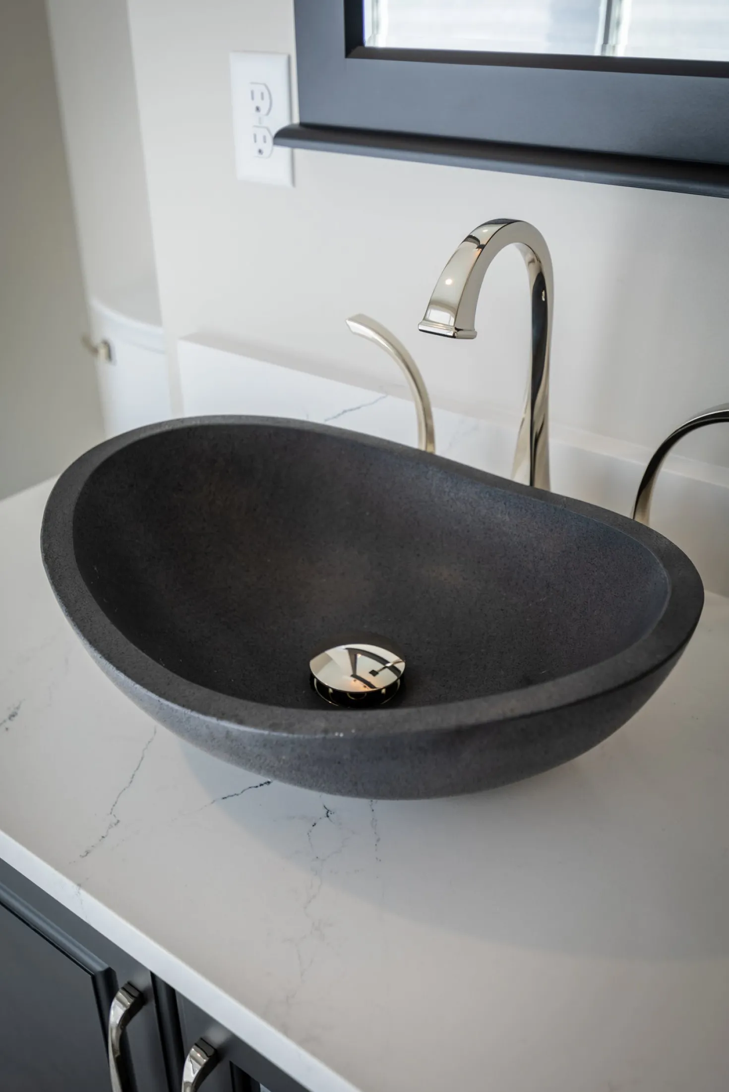 Eden Bath Honed Black Limestone Canoe Sink