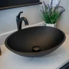Eden Bath Matte Black Oval Glass Vessel Sink