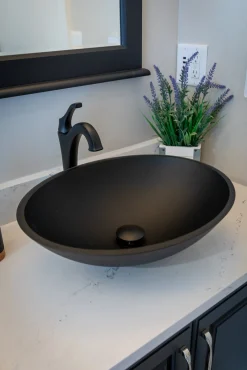 Eden Bath Matte Black Oval Glass Vessel Sink
