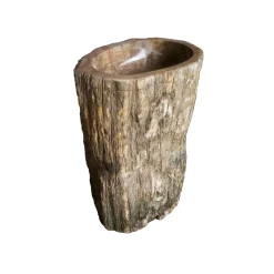 Eden Bath Natural Stone Pedestal Sink - Petrified Wood