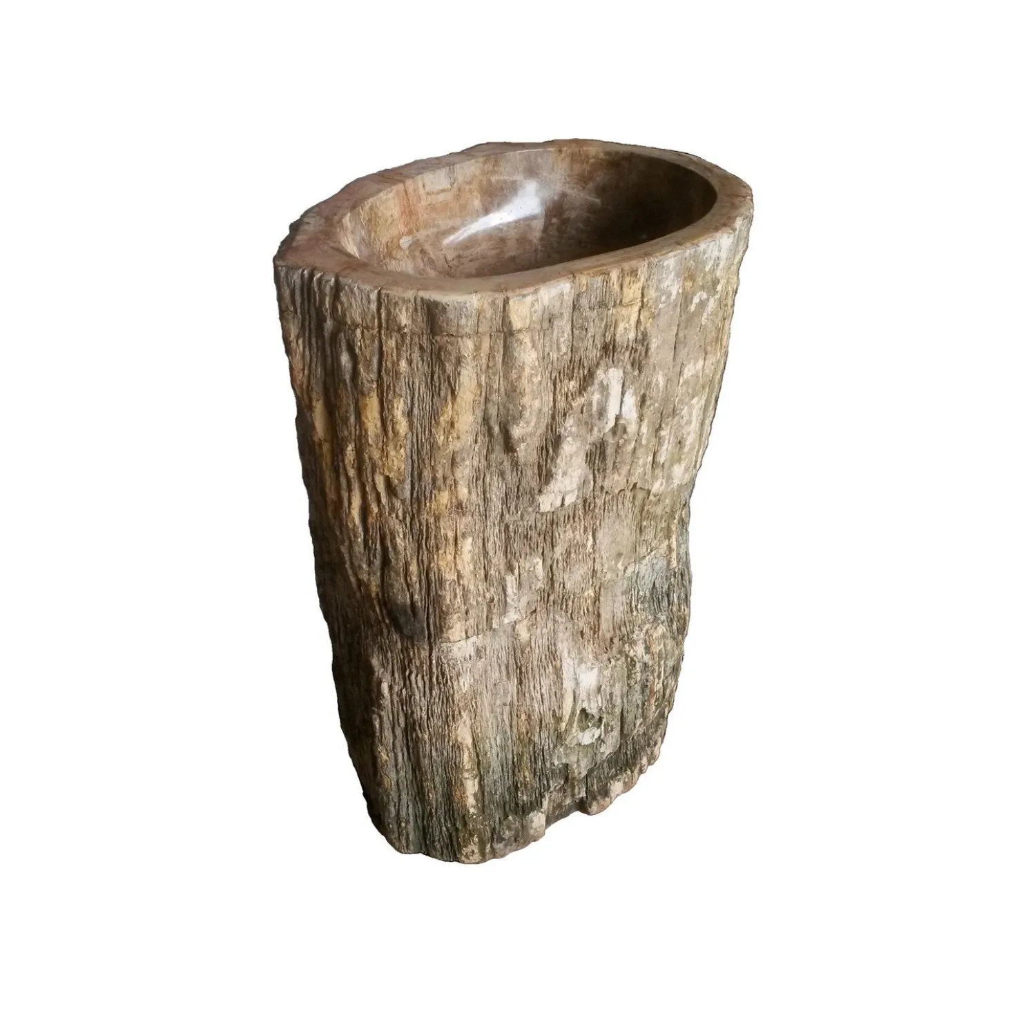 Eden Bath Natural Stone Pedestal Sink - Petrified Wood