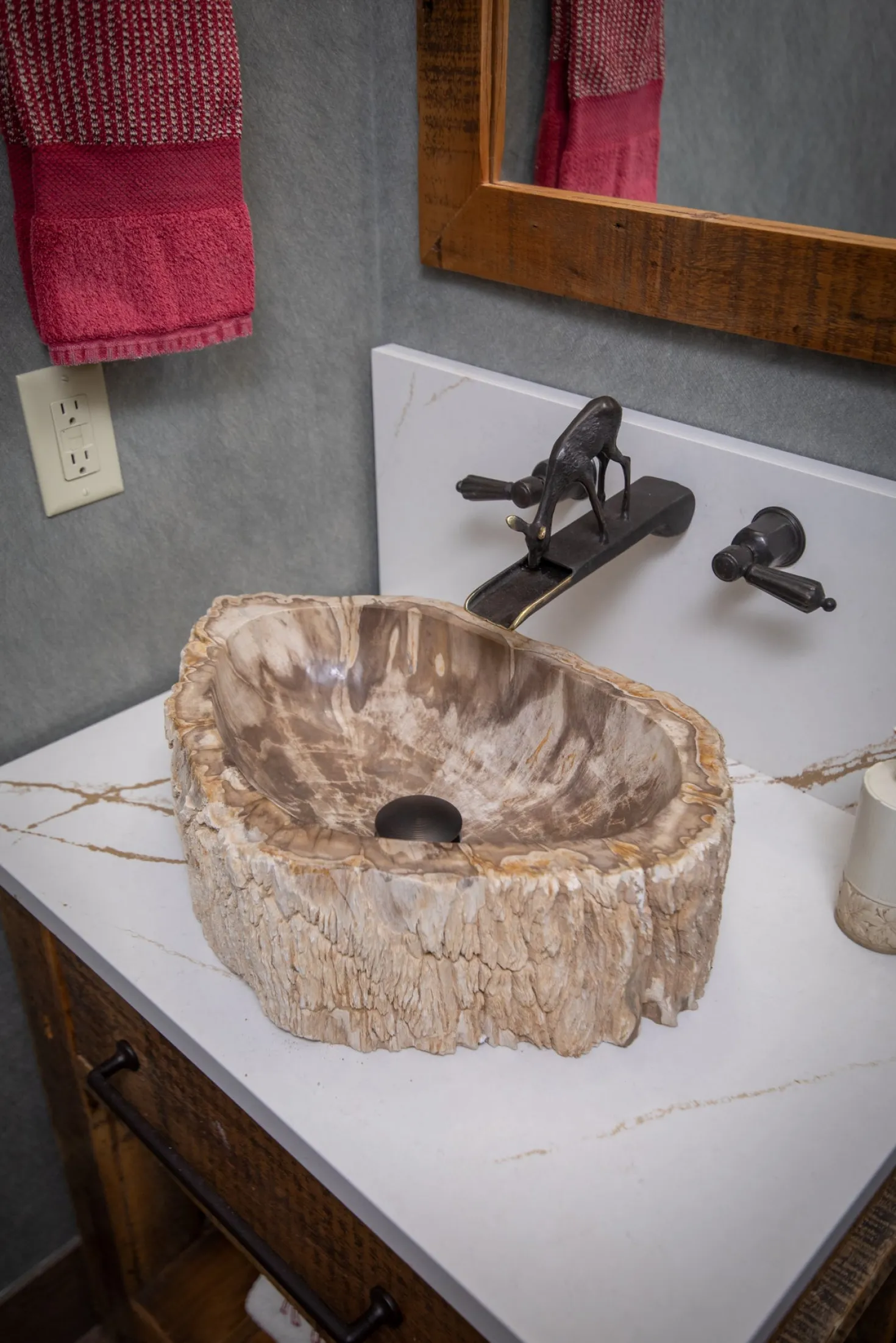 Eden Bath Natural Stone Vessel Sink - Petrified Wood