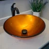 Eden Bath Orange Reflections Glass Vessel Sink