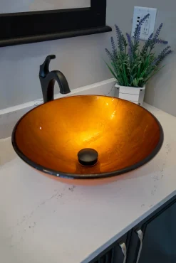 Eden Bath Orange Reflections Glass Vessel Sink