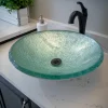 Eden Bath Pale Green Pearls Embossed Glass Vessel Sink