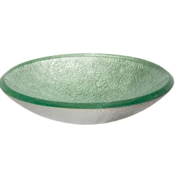 Eden Bath Pale Green Pearls Embossed Glass Vessel Sink