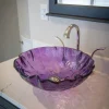 Eden Bath Purple Free form Wave Glass Vessel Sink