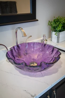 Eden Bath Purple Free form Wave Glass Vessel Sink