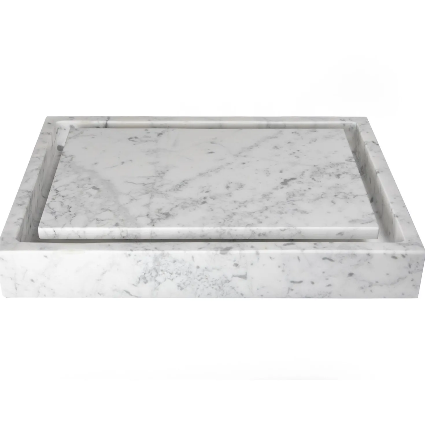 Eden Bath Rectangular Infinity Pool Sink - White Carrara Marble
