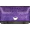 Eden Bath Rectangular Purple Foil Glass Vessel Sink with Black Exterior