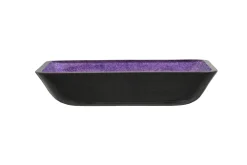Eden Bath Rectangular Purple Foil Glass Vessel Sink with Black Exterior