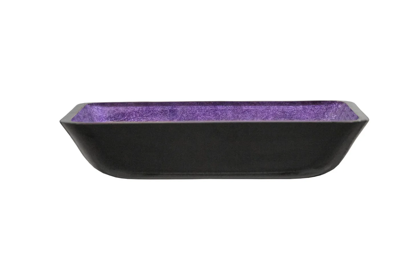 Eden Bath Rectangular Purple Foil Glass Vessel Sink with Black Exterior