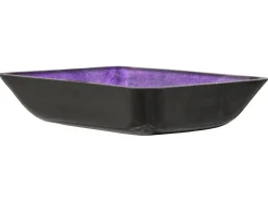 Eden Bath Rectangular Purple Foil Glass Vessel Sink with Black Exterior