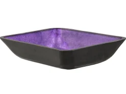 Eden Bath Rectangular Purple Foil Glass Vessel Sink with Black Exterior