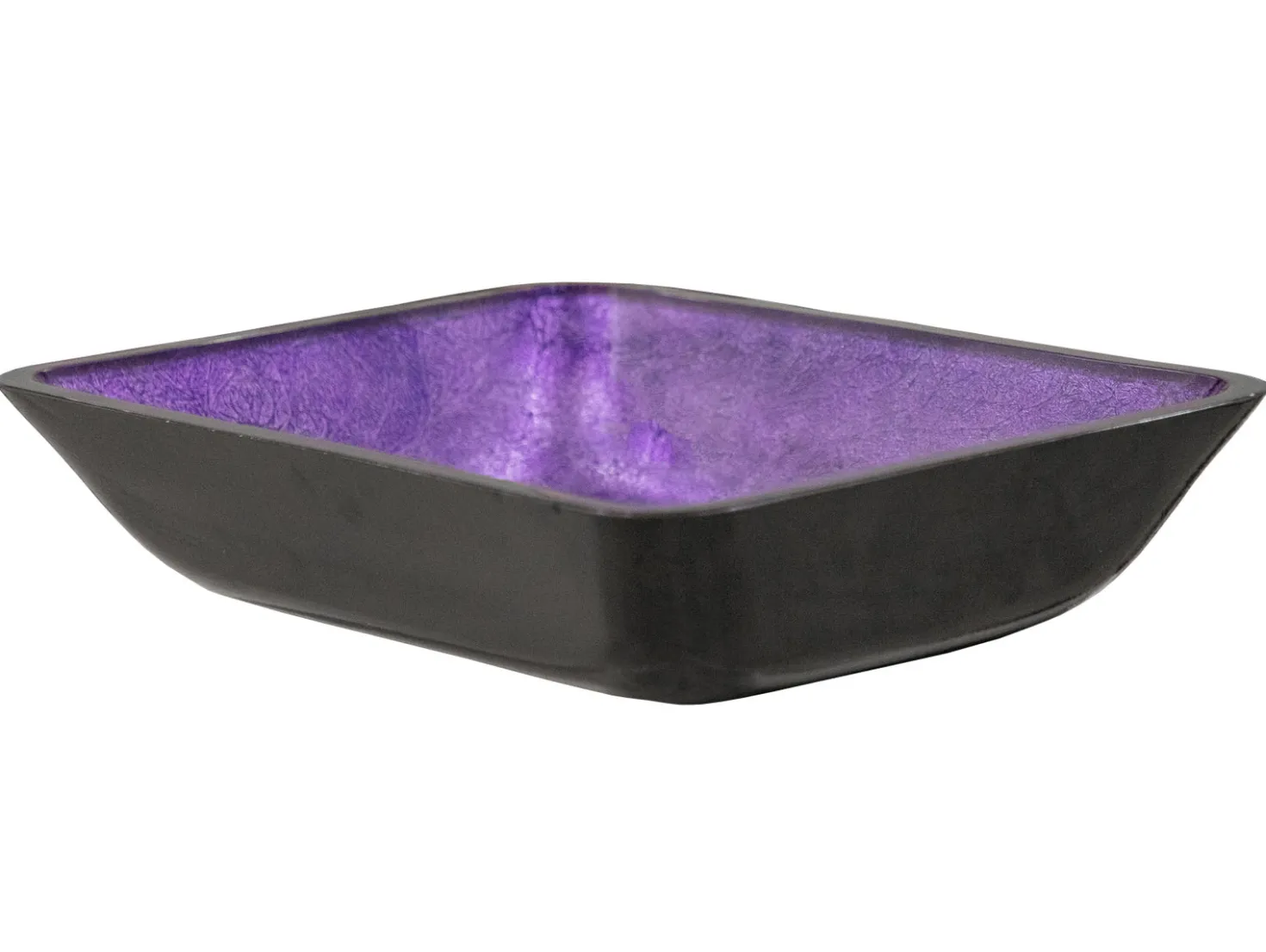 Eden Bath Rectangular Purple Foil Glass Vessel Sink with Black Exterior