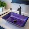 Eden Bath Rectangular Purple Foil Glass Vessel Sink