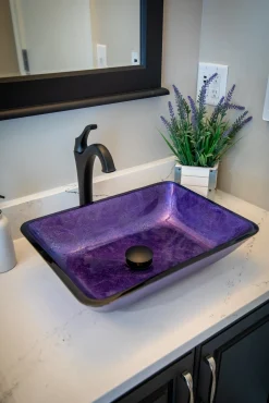 Eden Bath Rectangular Purple Foil Glass Vessel Sink
