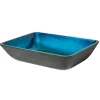 Eden Bath Rectangular Turquoise Blue Foil Glass Vessel Sink with Black Exterior