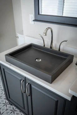 Eden Bath Rectangular Vessel Sink - Honed Lava Stone