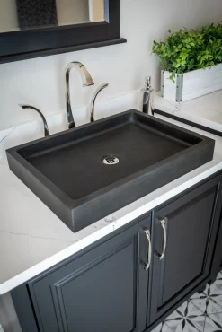 Eden Bath Rectangular Vessel Sink - Honed Lava Stone