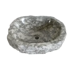 Eden Bath Rustic Grigio Marble Sink with Rough Exterior - Polished Interior