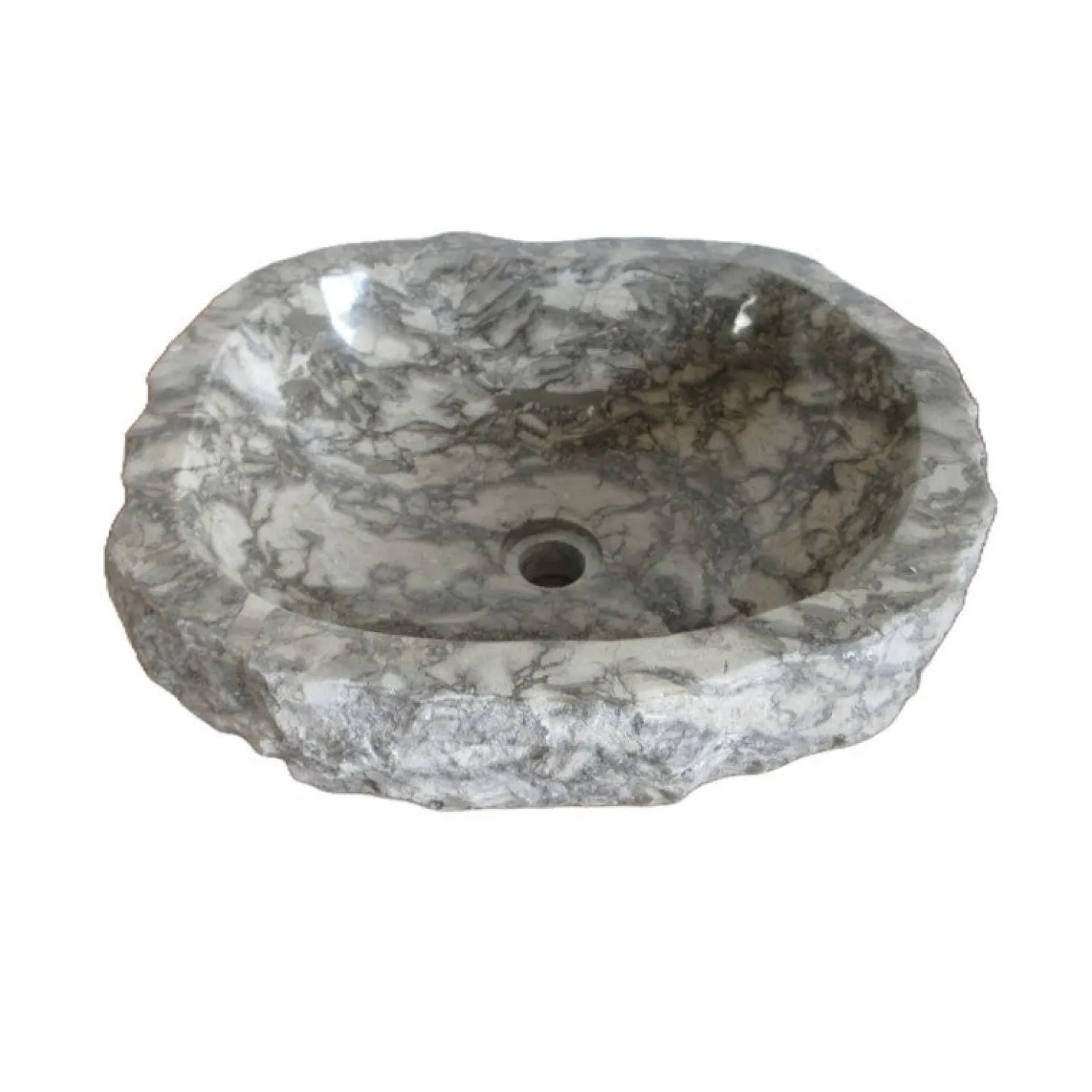 Eden Bath Rustic Grigio Marble Sink with Rough Exterior - Polished Interior