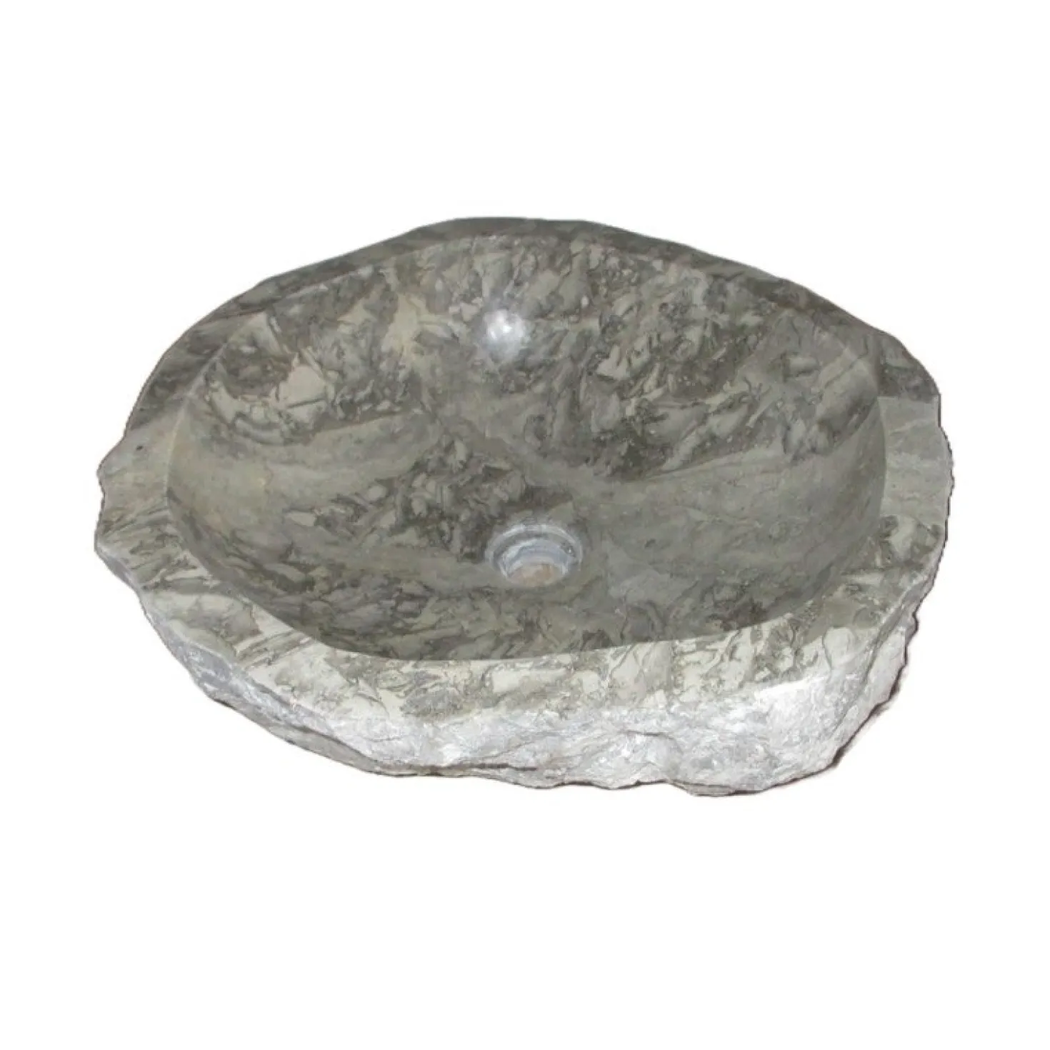 Eden Bath Rustic Grigio Marble Sink with Rough Exterior - Polished Interior