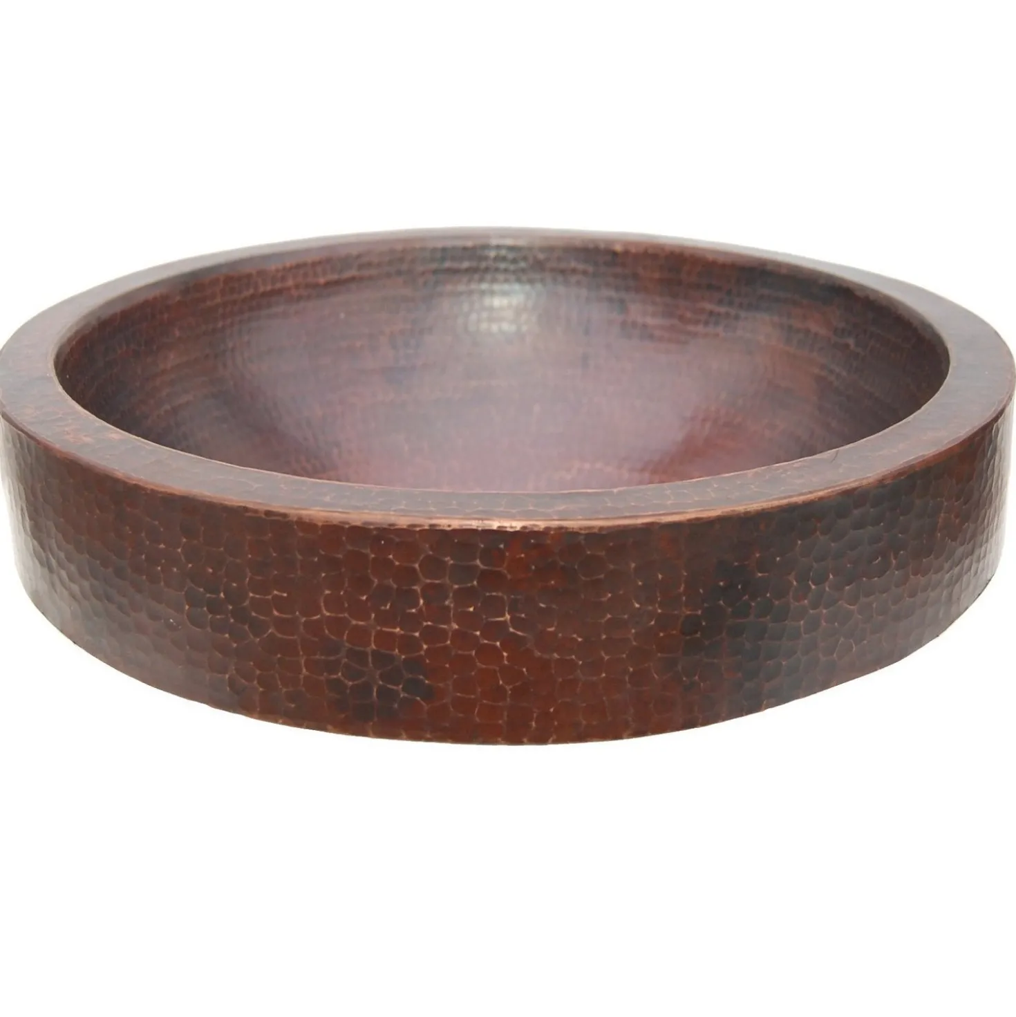 Eden Bath Semi Recessed Copper Vessel Sink With Apron - Antique Dark