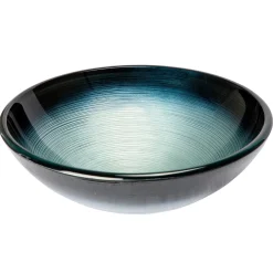 Eden Bath Silver and Blue Rings Glass Vessel Sink