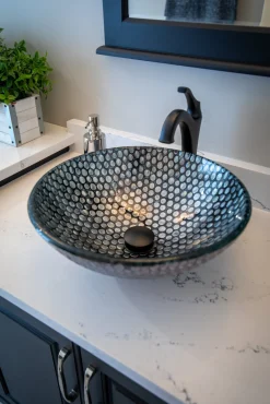 Eden Bath Silver Dots Glass Vessel Sink
