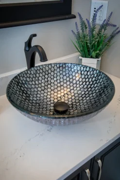 Eden Bath Silver Dots Glass Vessel Sink