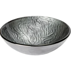 Eden Bath Silver Embossed Round Glass Vessel Sink