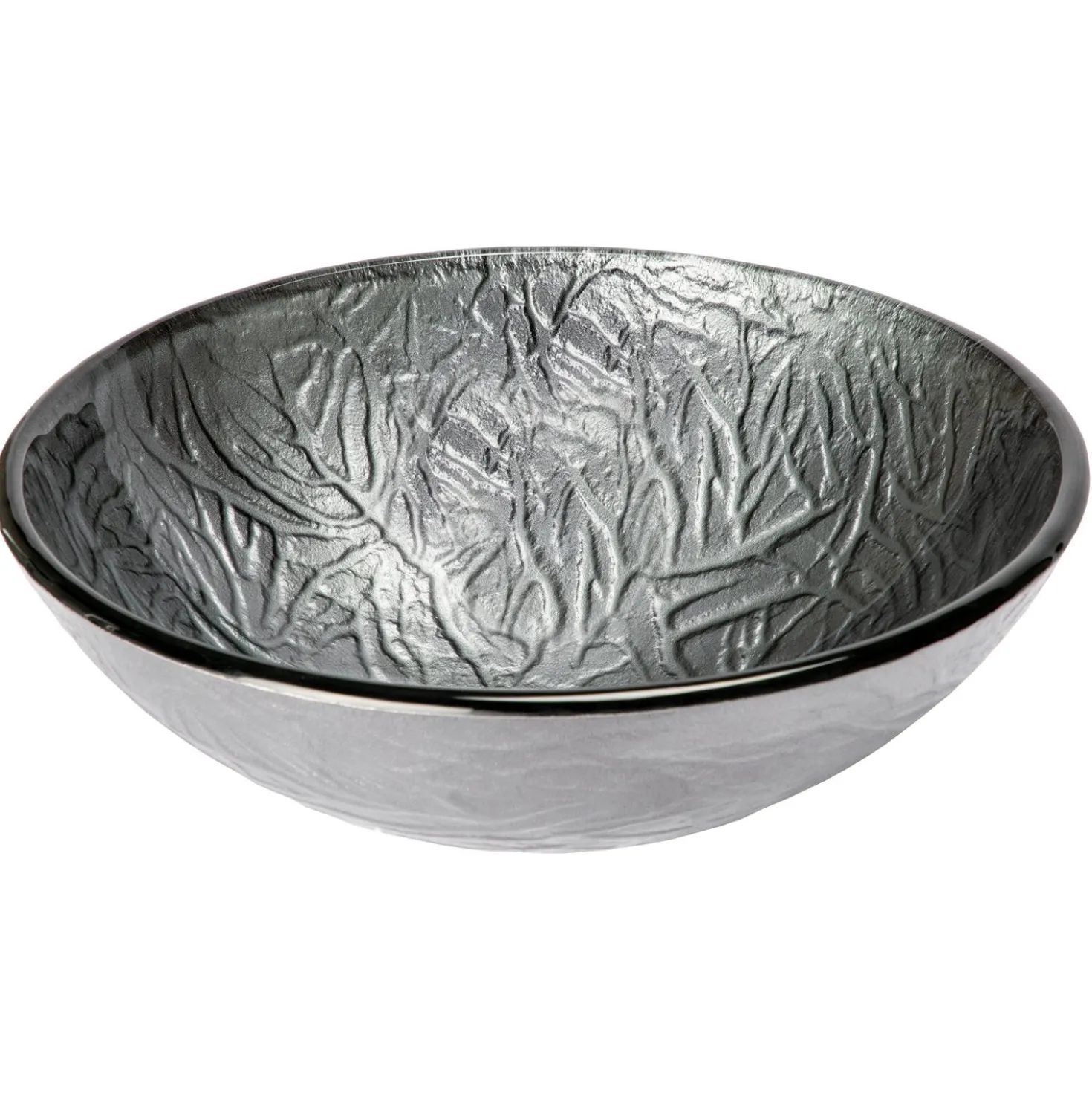 Eden Bath Silver Embossed Round Glass Vessel Sink