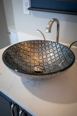 Eden Bath Silver Squares Glass Vessel Sink