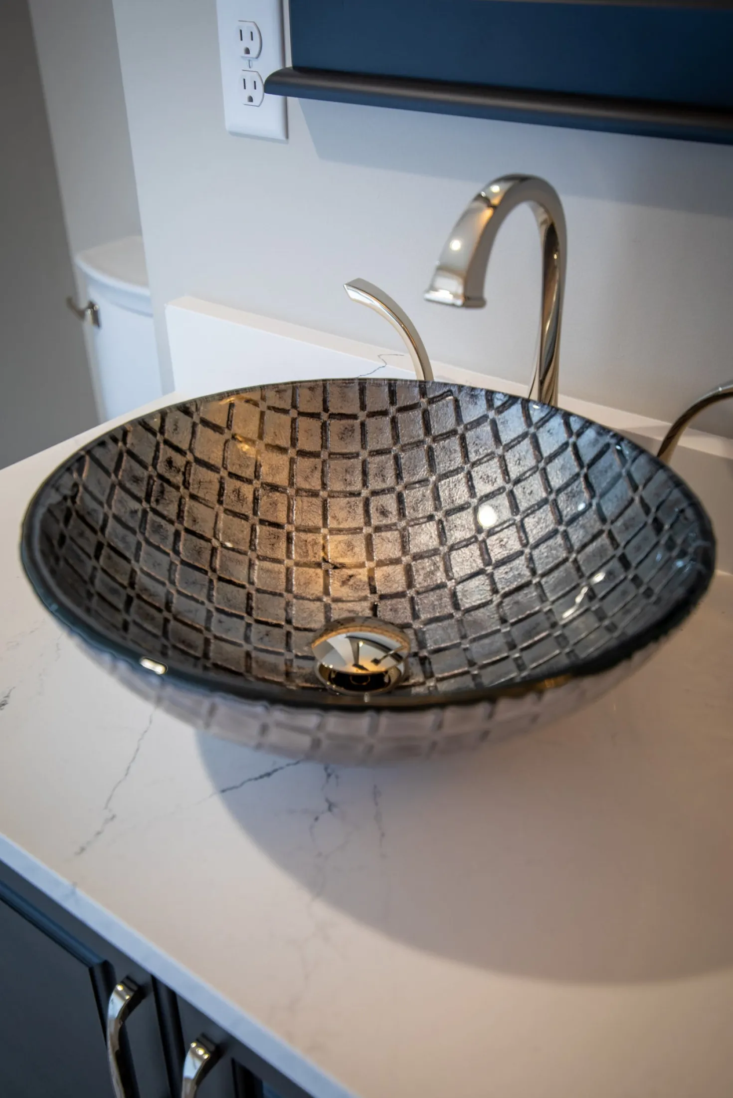 Eden Bath Silver Squares Glass Vessel Sink