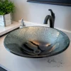 Eden Bath Silver Streams Black Glass Vessel Sink