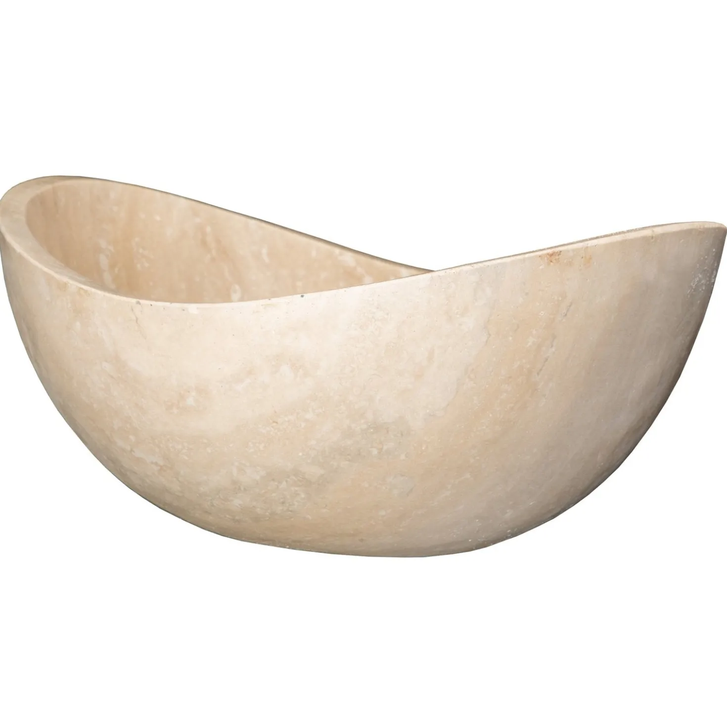 Eden Bath Small Canoe Vessel Sink - Beige Travertine