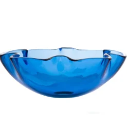 Eden Bath Wave Rim Blue Glass Vessel Sink