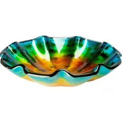 Eden Bath Wave Rim Multi Color Glass Vessel Sink