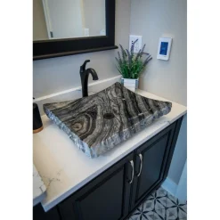 Eden Bath Wooden Black Marble Large Zen Sink